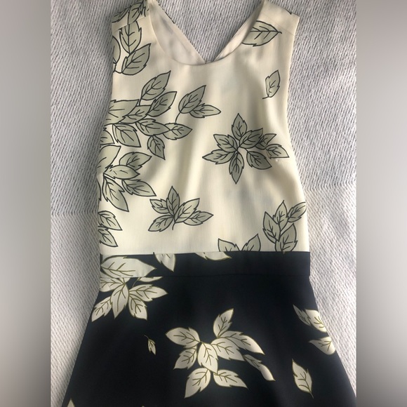 Zara Leaf Print Dress Black and White XS - Picture 5 of 8